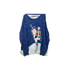 Tipsy Elves Space Astronaut Cat Christmas Holiday Sweater Women's XXL